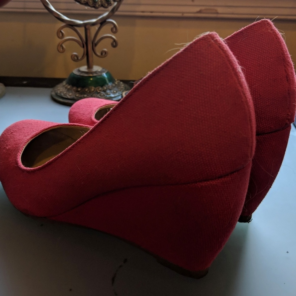Anthropologie Cooperative Red Wedge Heels